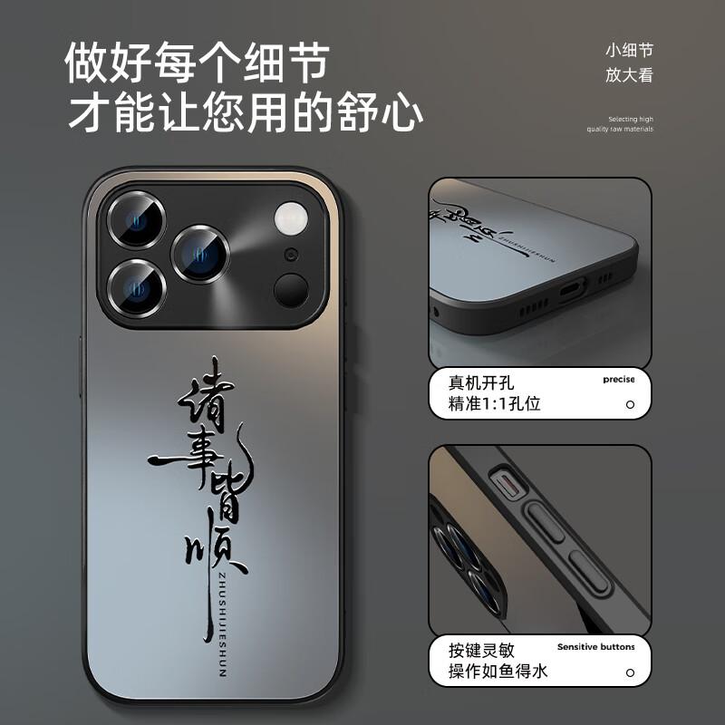 XP iPhone 17 Pro Case with Full Coverage Lens, Cartoon Heat Dissipation, Male and Female Models, Anti-drop, Feeling - Graphite Gray Circular Pisces