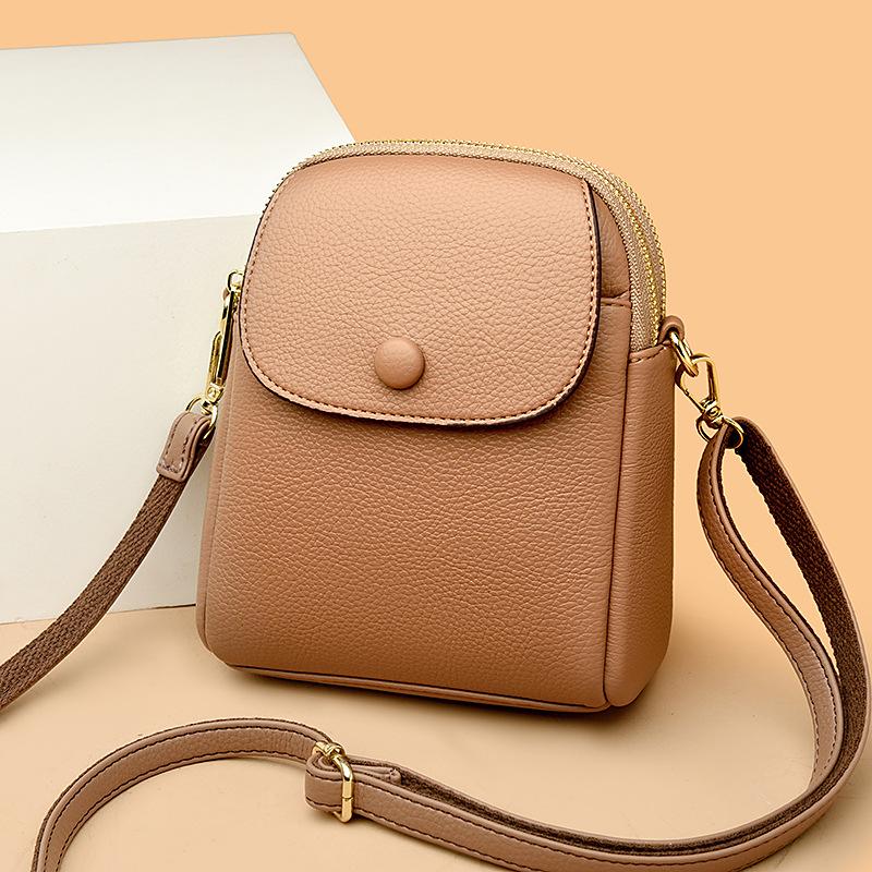 Women's Crossbody Mobile Phone Bag  New Fashionable Small Bag  Fashionable Simple Casual and Versatile Soft Lychee Leather Pattern Shoulder Bag