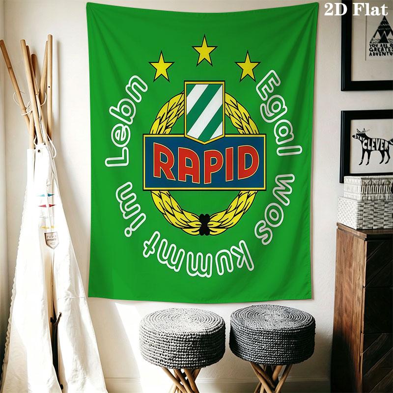 Rapid Vienna logo Wall Hanging Printed Fabric Blanket Decorative Tapestries for Bedroom Living Room Home Decor