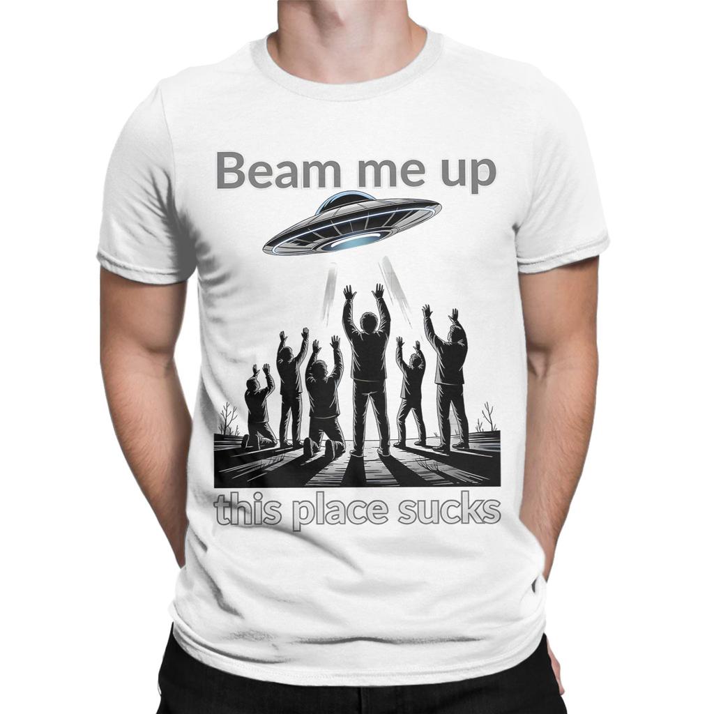 Retro Beam Me Up This Place Sucks TShirt Men Women  Novelty 100 Cotton Tees O Neck Short Sleeve T Shirt Gift Idea Clothes
