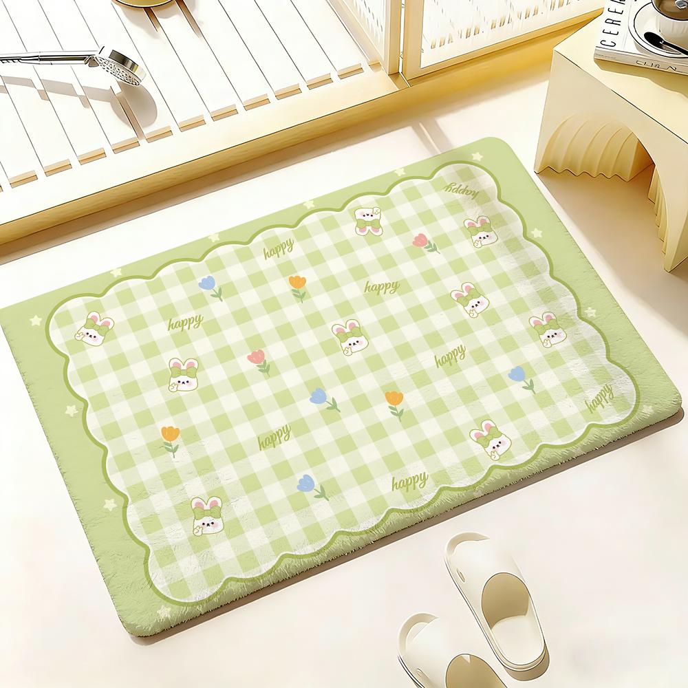 Ins Style Blumen und Tiere Fußmatte Schlafzimmer Wohnzimmer Flanell Fußmatte Rutschfest Heimdeko