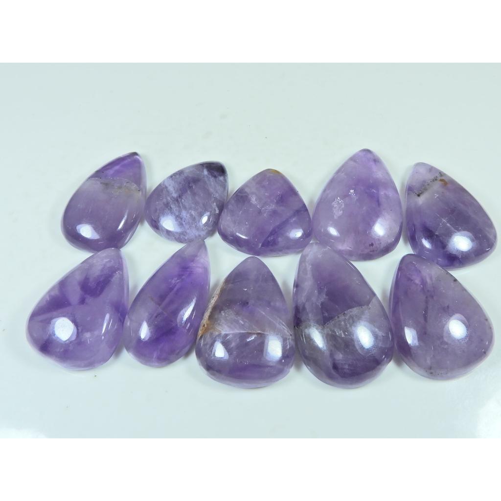 453Cts. Natural Amethyst Lace Agate Pear Cabochon Loose Gemstone 10 Pcs Lot C-3936