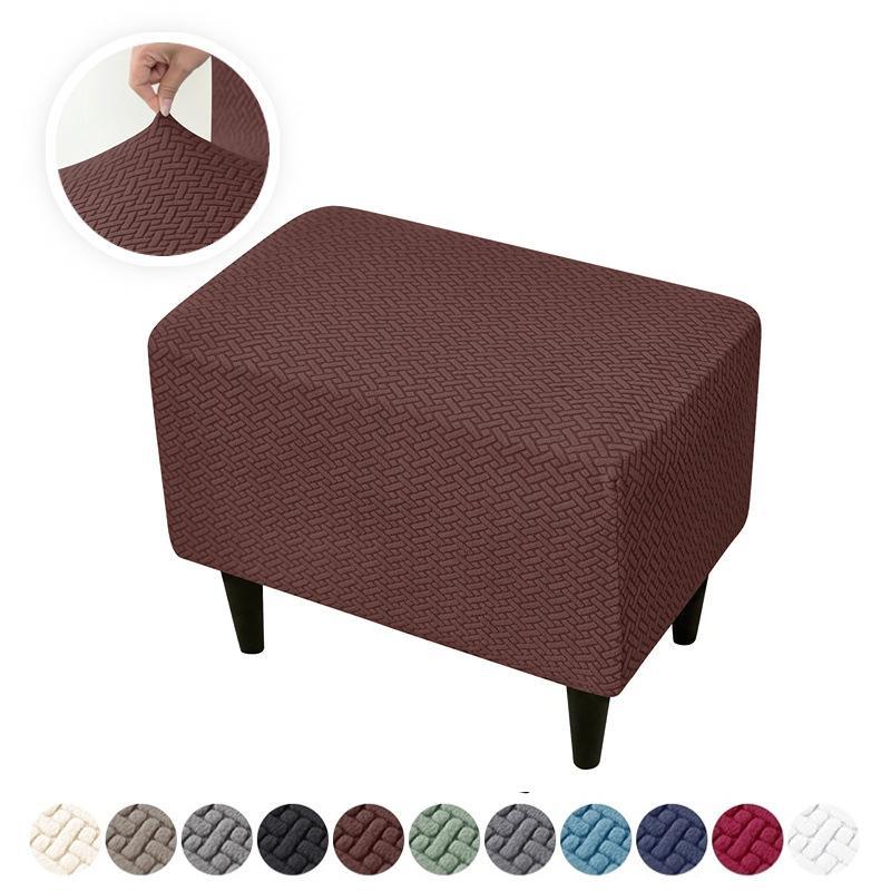 1Pcs Dust-Proof Footrest Protector Case Jacquard Ottoman Slipcovers Elastic All-Inclusive Footstool Pouf Covers For Living Room