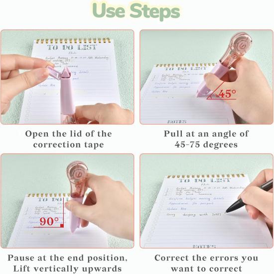 Temiary 8 Pcs Correction Tape Pens, Aesthetic for Tant Correction, Easy To Use, Pen Shaped Applicator for Office School Supplies, 1/5 Inch X 236