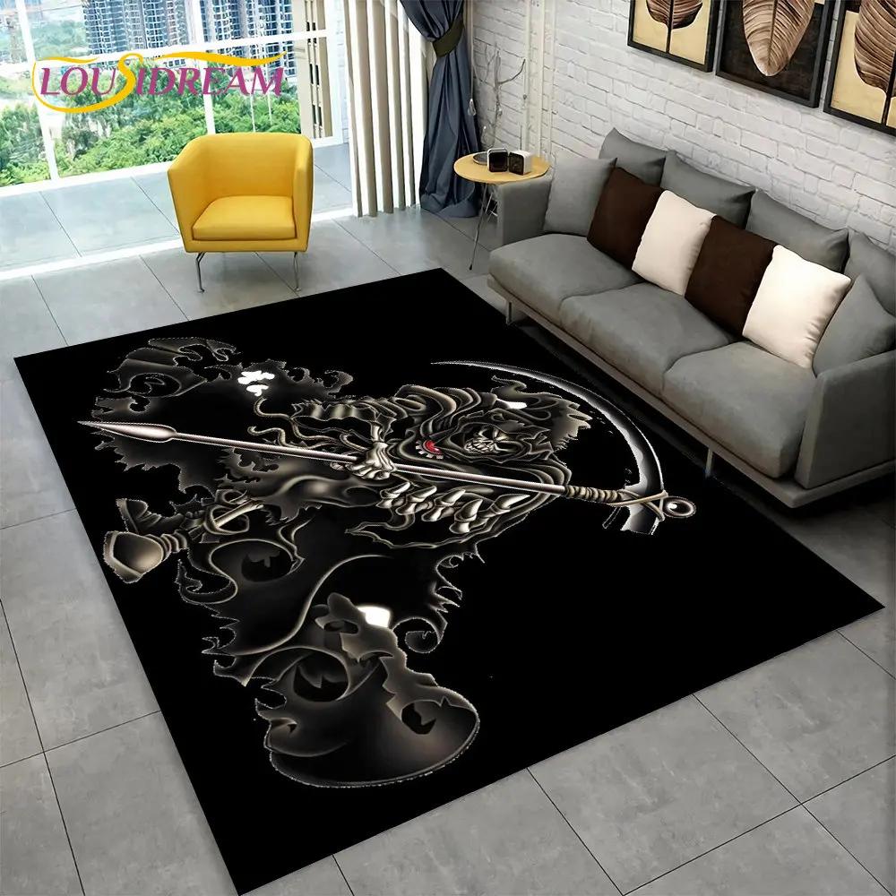 Teppich mit Horror-Totenkopf, Gothic-Hexerei, Teppich für Wohnzimmer, Schlafzimmer, Sofa, Spielzimmer, Fußmatte, Dekoration, rutschfeste Bodenmatte