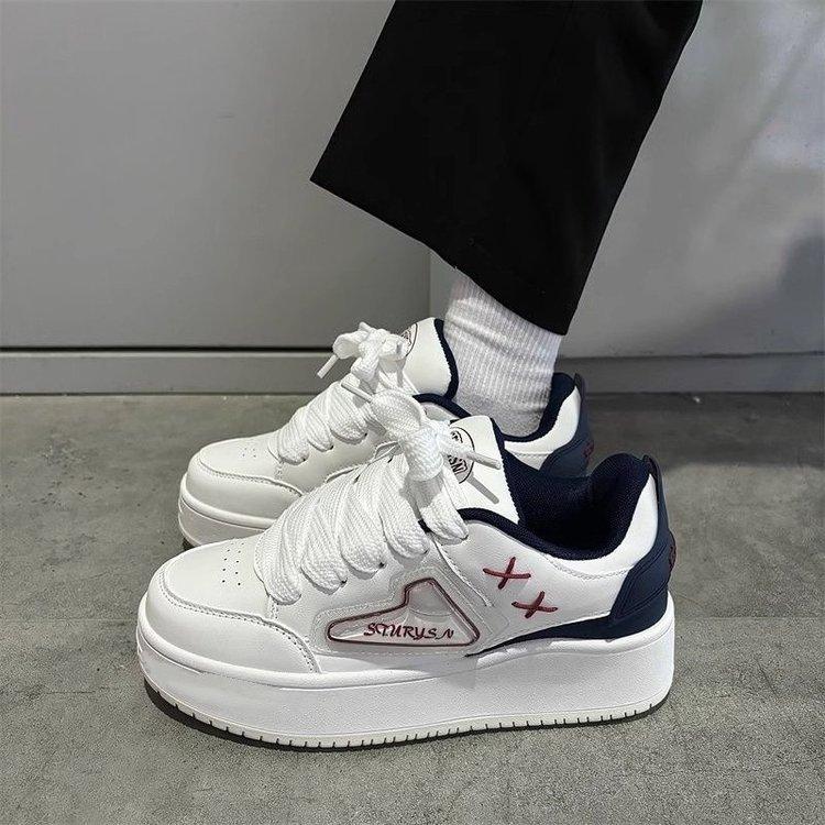

White rainbow thick sole heightening original niche bread shoes spring and summer new board shoes women s tide size 35 синий