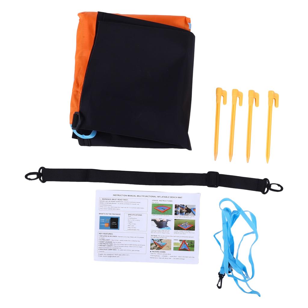 Beach Blanket 86.6x82.7 Inch with Inflatable Pillow Wall Convertible To Tent Sun Shade for Sand Lawn Outdoor Portable