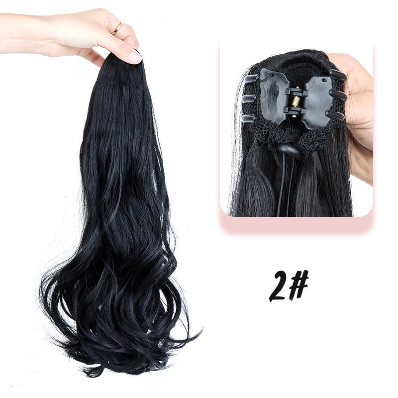 European & American Women's Layered Curly Ponytail Wig Extensions - Fashionable Realistic Big Wave Hairpiece with Drawstring Braid