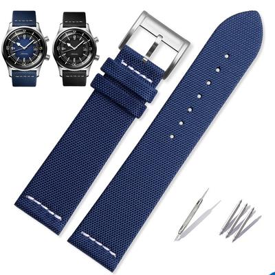 Pro Longines L3.674.4 Classic Reproduction Nylon + Spodní strana z teletiny Řemínek k hodinkám L3.774.4 Náramek Spona s kolíčkem Řemínek k hodinkám 22mm Modrý