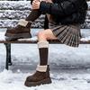Women's Fashion Lightweight Height-enhancing Soft Sole Winter Warm One-step Fur One Snow Boots Velvet Lined Non-slip Casual Sports Cotton Boots