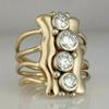 Vintage Two Color Inlaid White CZ Women's Ring Geometry Hollow Daily Wear Party Jewelry