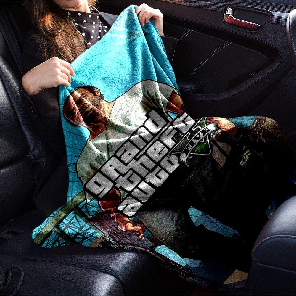 1pc Grand Theft Auto Soft Flannel Blanket with Designer Print - A Cozy Blanket for All Seasons, Perfect for the Couch, Bed, officeB80