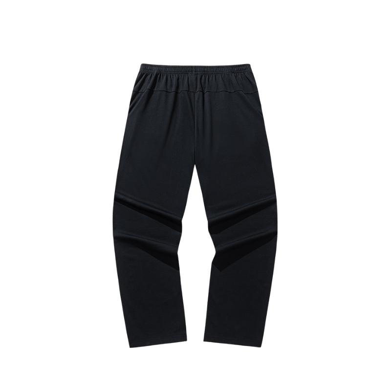 Anta Comfortable Casual Simple Versatile Mid-Rise Breathable Lace-Up Straight-Leg Knitted Sports Pants Men Bottoms Basic-Black 952528302-5