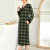 Women's Nightgown Fashion Printed Long Housecoat V Neck Pajamas With Pockets Dress