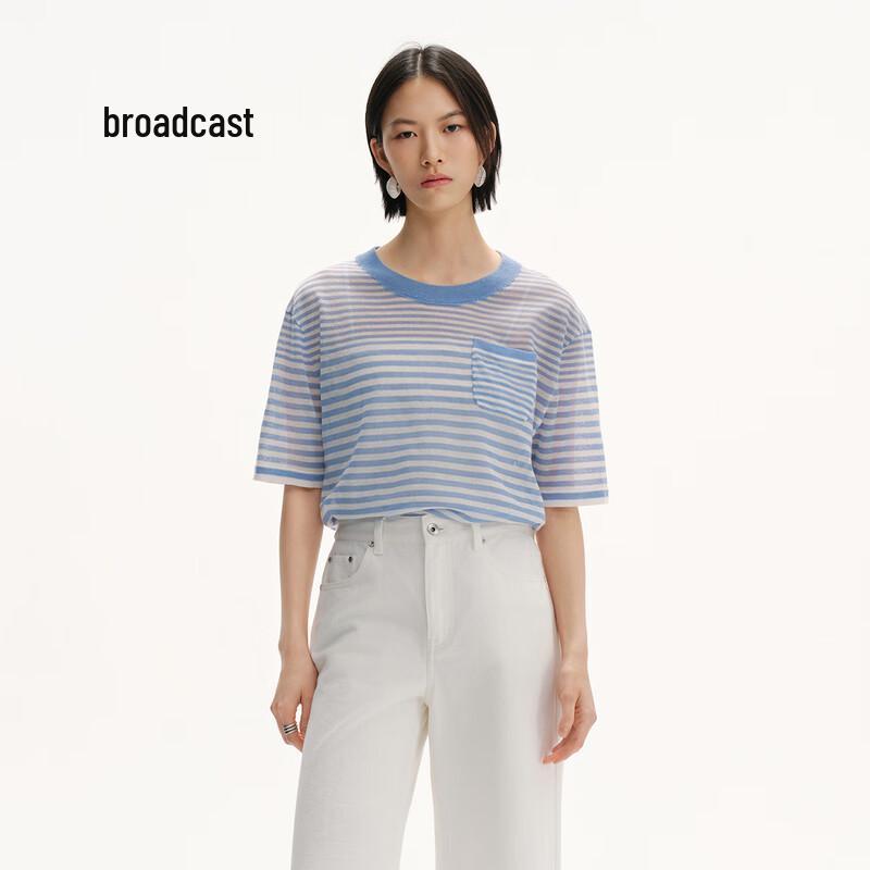 Broadcast Women's Lightweight Nautical Stripe Short Sleeve Knit Top