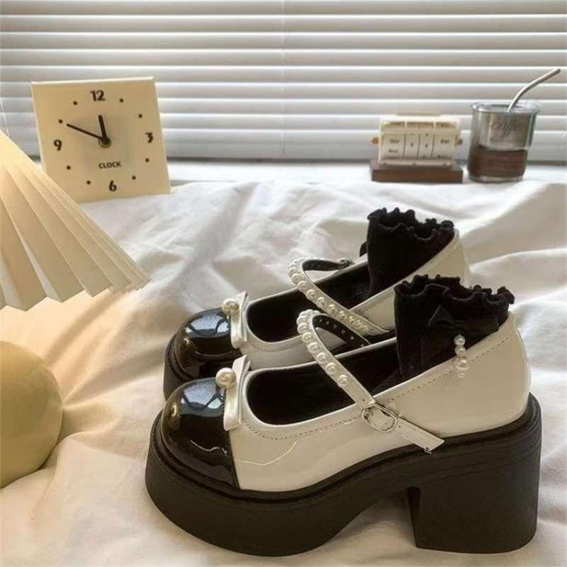 French retro Mary Jane small leather shoes women's 2025 new platform thick heel JK high heels single shoes