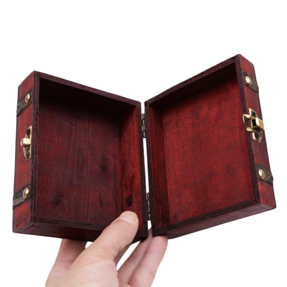 Large Capacity Storage Box Wood Treasure Chest Useful   Ring