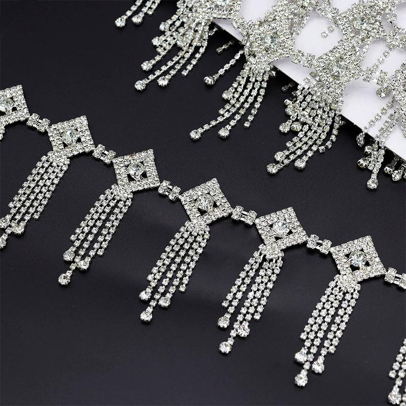 5Yards Rhinestone Chain Trim Fringe Tassel Crystal Shining Accessories DIY Wedding Decoration Gift Bow Shape Rhinestone Ribbon