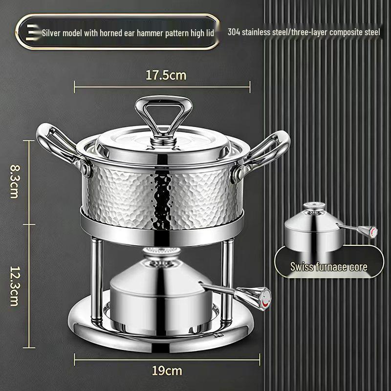 304 Stainless Steel Single-Person Hot Pot with Inflatable Gas Stove for Home, Commercial, and Camping Use
