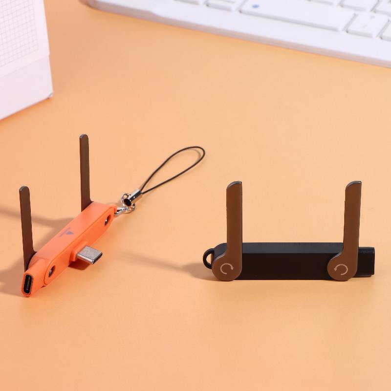 240W Typ C zu Typ C 2-in-1 Schnelllade-Datenadapter mit Telefonständerfunktion Faltbarer Telefonladehalter Adapter