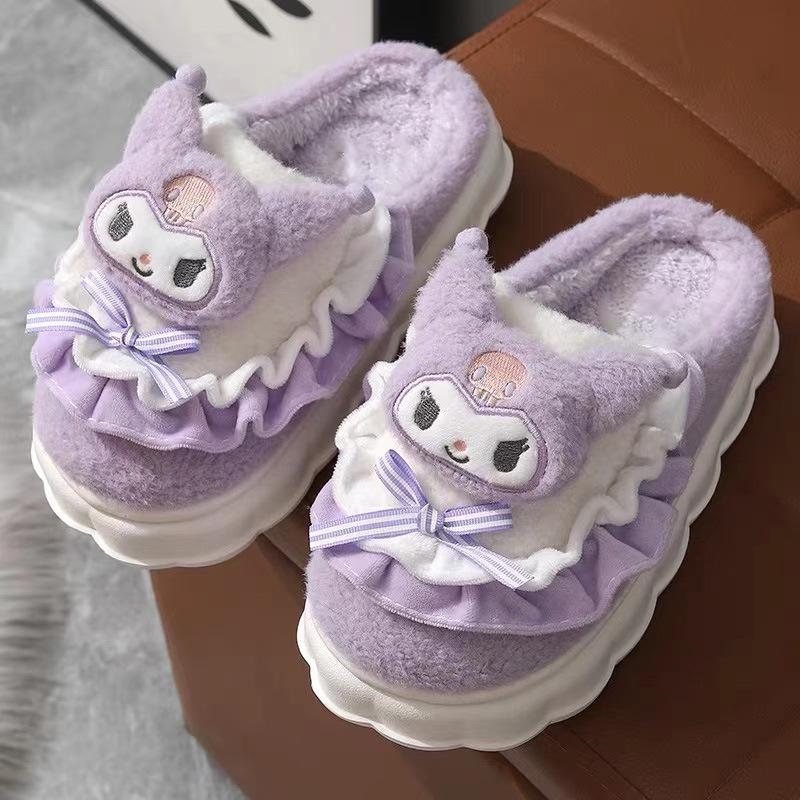 Hello Kitty Women s Winter Fur-Lined Slippers - Cute Postpartum Closed-Heel Plush 2024 Edition 36-37 (Fits size 35-36)