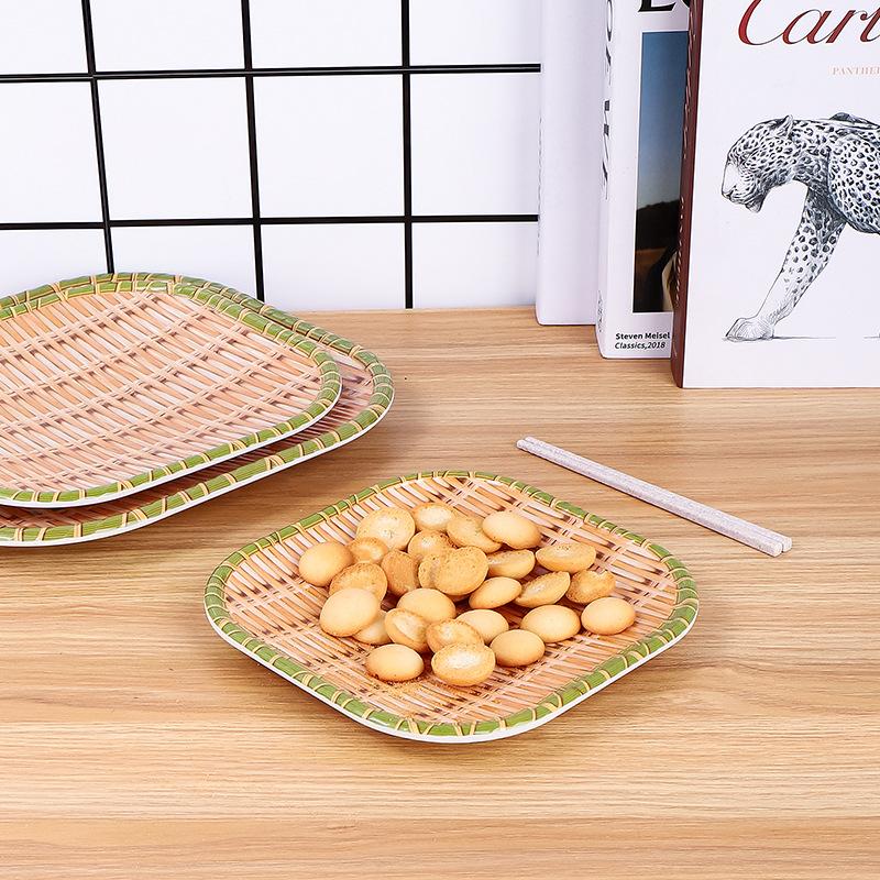 Imitation Bamboo Weaving  Pot Vegetable Plate Barbecue Plate Serving Plate Restaurant