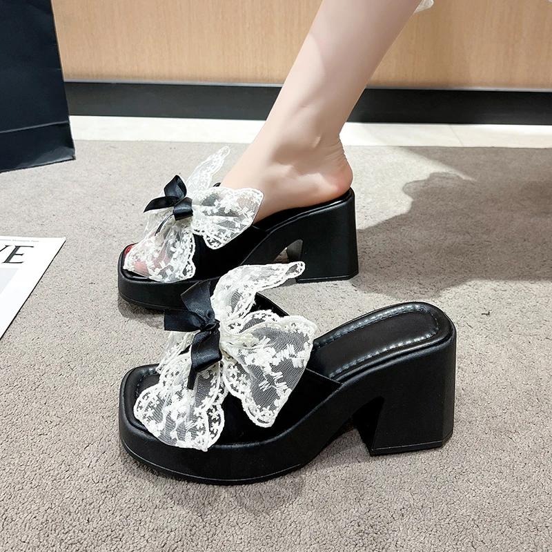 

Модные женские босоножки на толстом каблуке 8,5 см, туфли на толстой платформе с открытым носком, летние сексуальные праздничные пляжные сандалии на высоком каблуке 42 чёрный