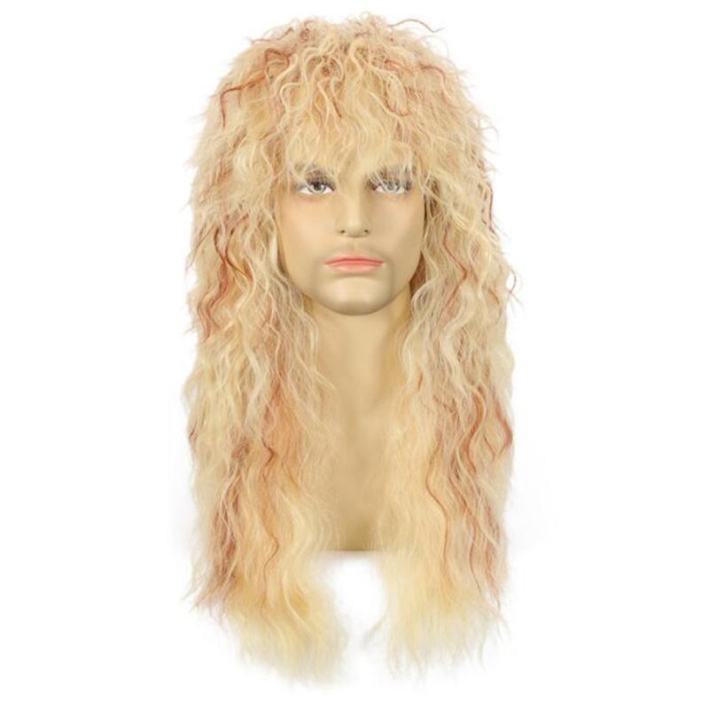 70s 80s Rockstar Cosplay Wig Rocker Black Brown Blonde Hair Punk Fluffy Curvy Halloween Party Mullet Wigs Rock Accessories