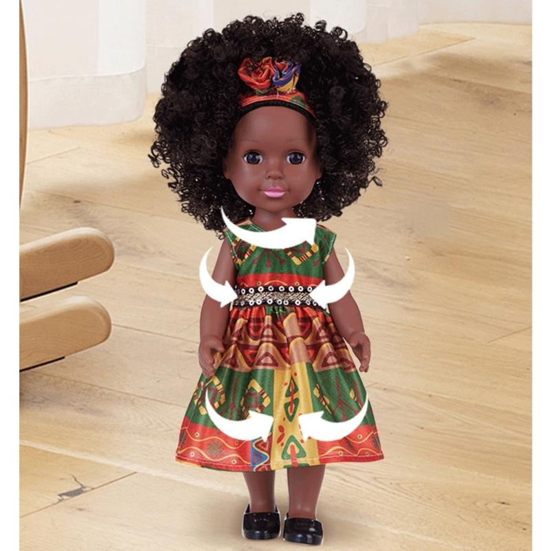 14in Black Baby Doll Nurturing Doll Realistic Handmade Soft African Reborns Toy Child Girl Parenting Game Popular Gift