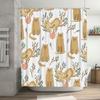Cute Cat Shower Curtain Decor with Flower Pot Trees Animal Print Home Textiles for Bathroom Decoration Waterproof Fabric Waterco