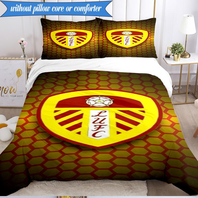 3-teiliges Weiches Bettwäscheset mit Leeds-Wappen-Design, Inklusive 1 Bettbezug und 2 Kissenbezügen, Perfekt für Schlafzimmer, Wohnheim, Fan-Geschenk