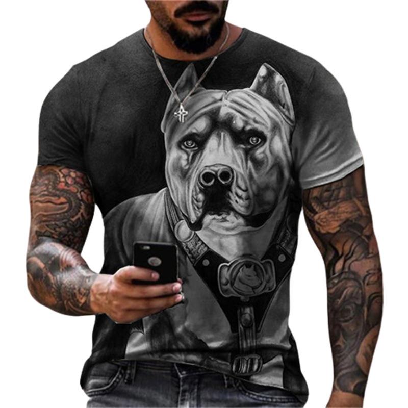 

Летняя повседневная футболка для взрослых с короткими рукавами и принтом питона и собаки в виде животного-аватара 3D 6XL