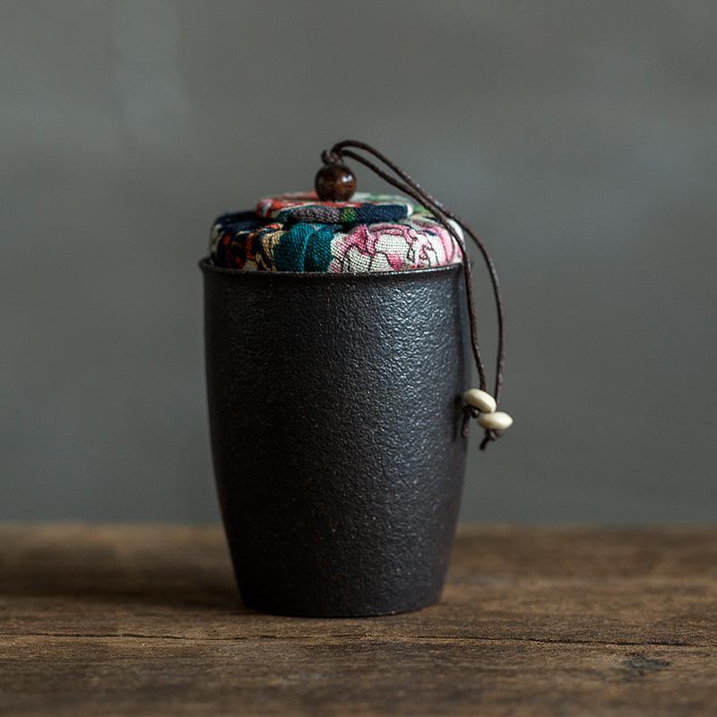 Retro Kiln Change Ceramics Tea Caddy Oolong Tieguanyin Containers Travel Tea Bag Sealed Tea Jar Coffee Powder Spice Canister