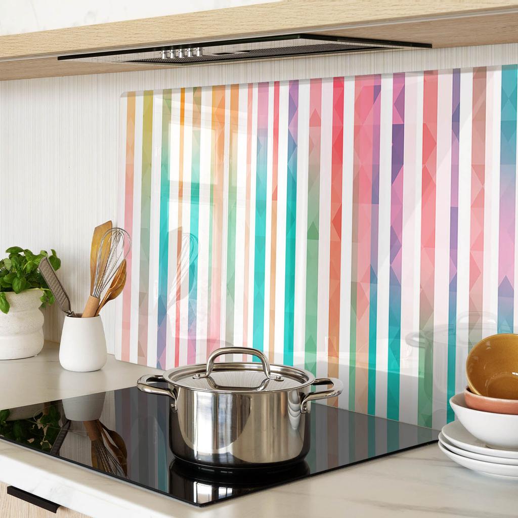 Glass Decorative Board with Graphics for Serving Snacks Rainbow 80x52 Cm