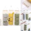 Elegant Space-saving Hanging Storage Bag With Durable Cotton Linen And 3 Pockets For Sundries