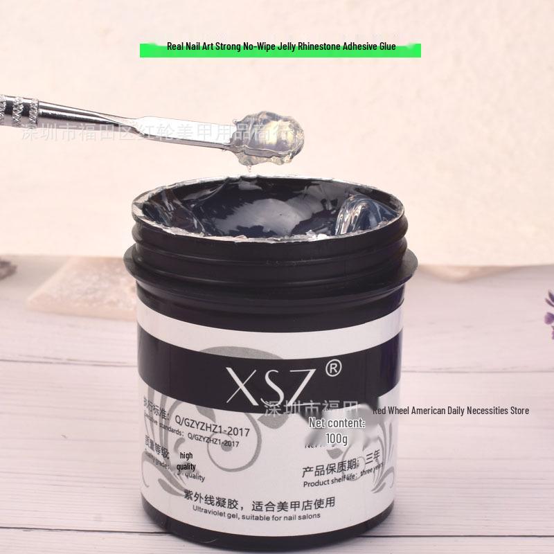 Nail Salon 100g No-Wipe UV Gel Adhesive for Large Rhinestones - Strong Jelly-Like Formula