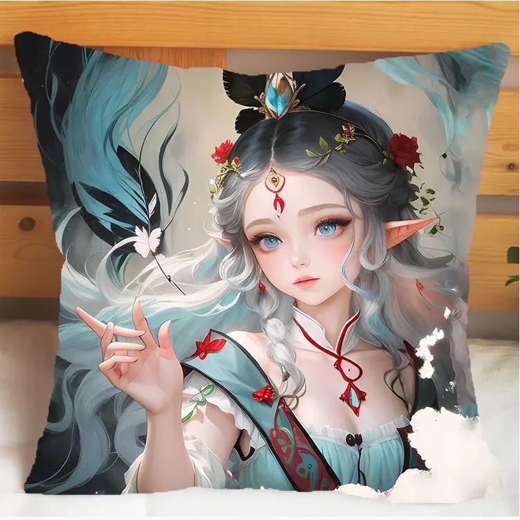 Arena of Valor Honor of Kings Diao Chan Pillow and Pillowcase Cushion Cover Case Double Sided Print Plush Throw Pillows 40x40cm