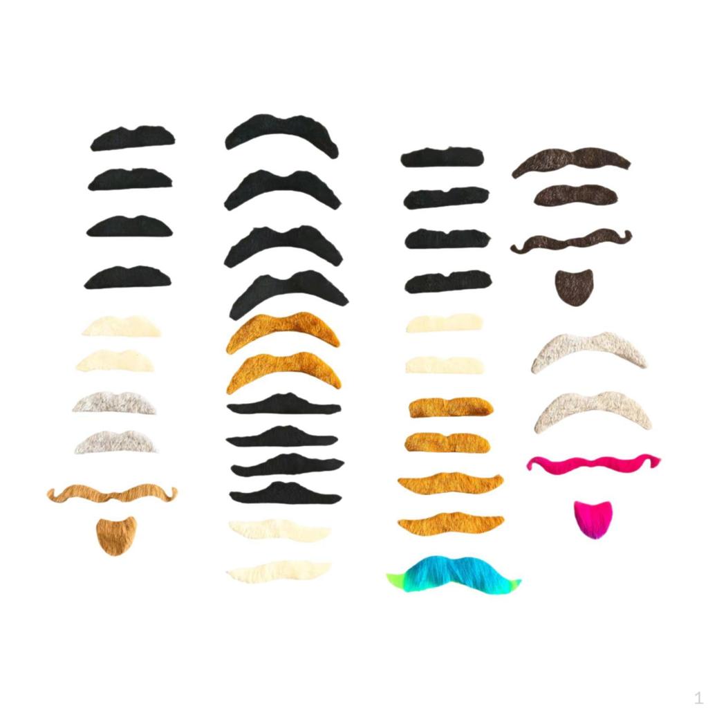 40 Pieces Self Sticky Mustache Set Costume Accessories Halloween Beard Lifelike Fake Mustaches
