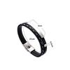 New Trendy Men Leatherwear Weave Bracelet Leisure Color Contrast Stainless Steel Bangle Men's Party Birthday Gift