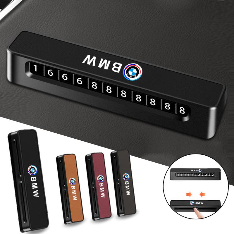 Leather Car Temporary Parking Card Phone Number Card Plate For BMW 50th Anniversary 3 5 7 series E83 F16 E70 J5UJD