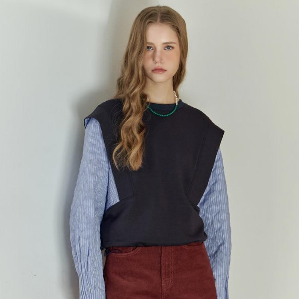 MAXZA Свитшот с цветными блоками и стегаными полосами на рукавах navy/FREE