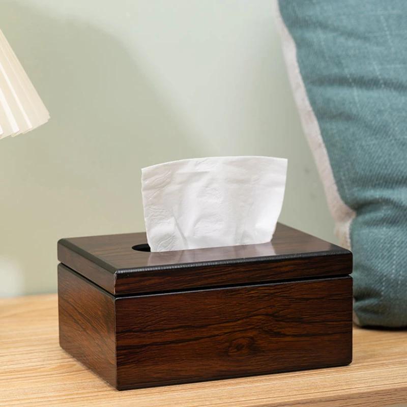 Walnut Wood Tissue Box Commercial Hotel Restaurant Paper Drawer Square Wooden Box Advertising Paper Drawer