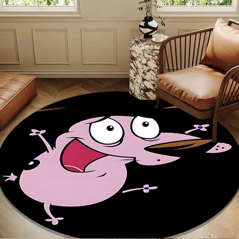 Cowardly Dog Cartoon Round Rug for Livingroom,Bedroom, Palyroom, Chair Rug, Area rug, Circle Carpet, Large Size Fan Christmas gift