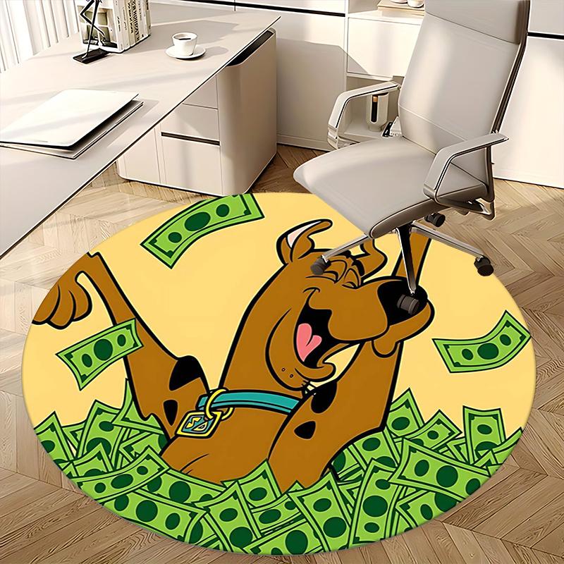Scooby-Doo Money Chair mat Round Rug-Office carpet, Machine Washable, Non-slip, Suitable for Living Rooms, Bedrooms