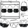 Halloween Decorations Indoor, Halloween Witches Cauldron Candy Serving Bowls On Rack, Black Plastic Cauldron with Skeletons