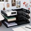 3-Tier Stackable Letter Tray Organizer, Polished Finish, PP Material, Desktop Document Holder, Office Supplies Storage Accessory