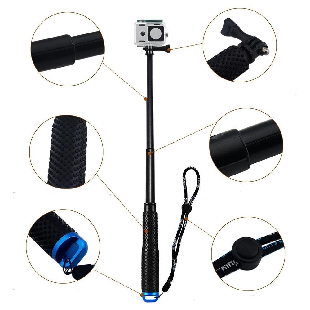 Selfie Stick 19-inch/48cm Short Extension Pole Retractable Portable Grip Compatible with GoPro Hero DJI Osmo Action and More