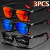 Three-Piece Fashionable Mirror Colorful Men's Glasses Set Elliptical Outdoor Cycling Glasses Lightweight Classic Design High-Qua