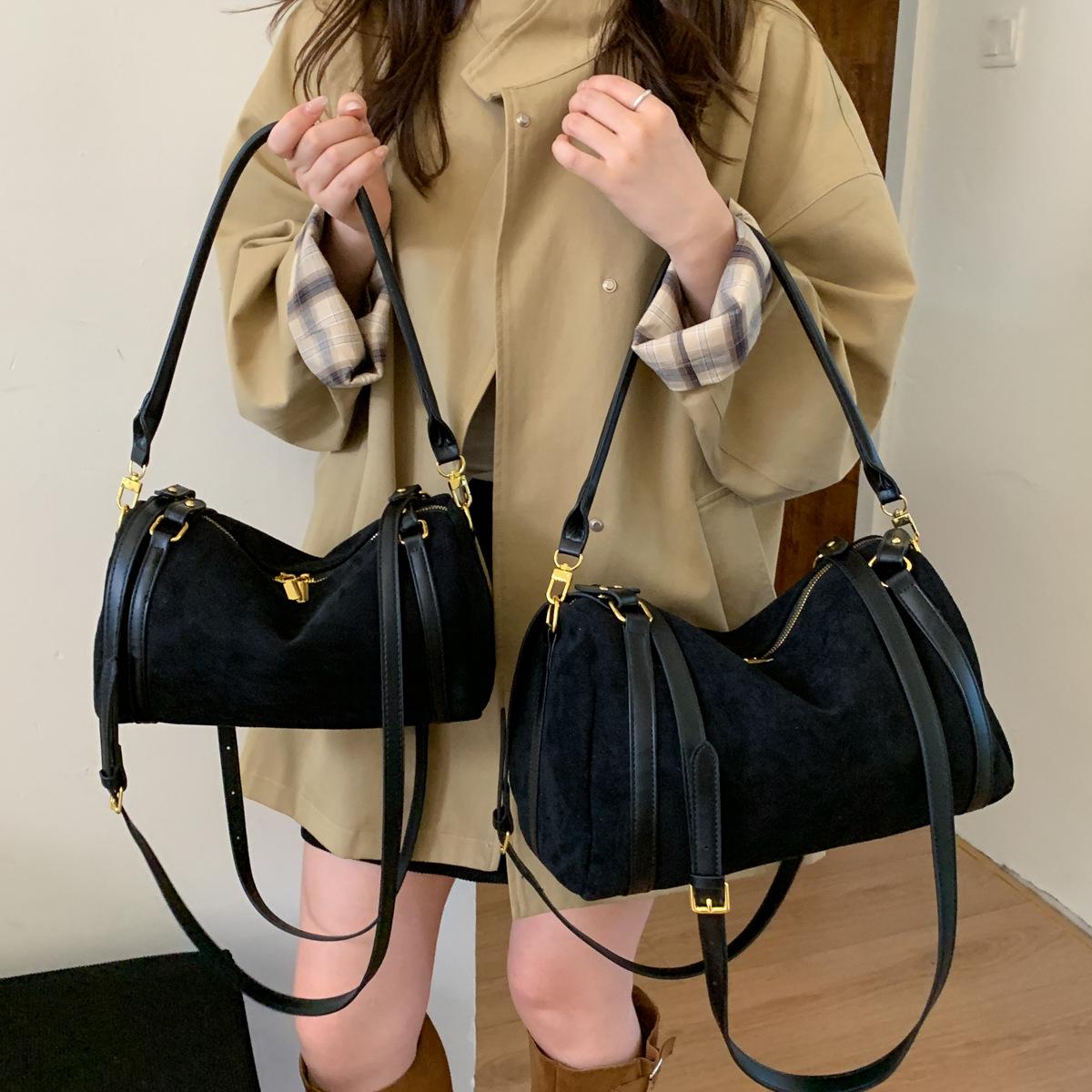 

Ретро матовая корейская сумка-тоут: Вместительная, универсальная сумка-тоут и кроссбоди Large чёрный