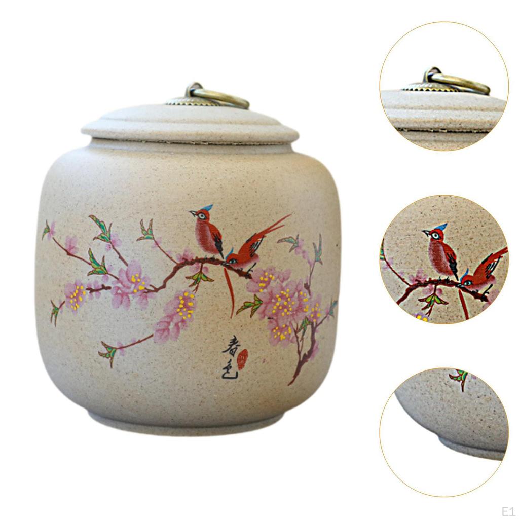 Ceramic Tea Portable 800ml Storage Canister Traditional Loose Leaf Holder for Sweet Treats And